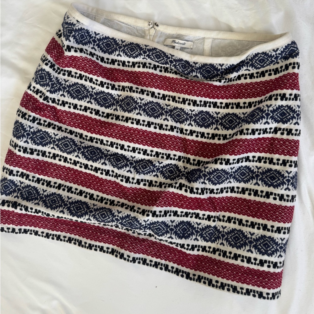 Madewell Red and Blue Patterned Skirt